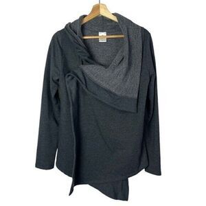 NUX Dark Charcoal Gray Serene Wrap Front Cardigan Sweater S